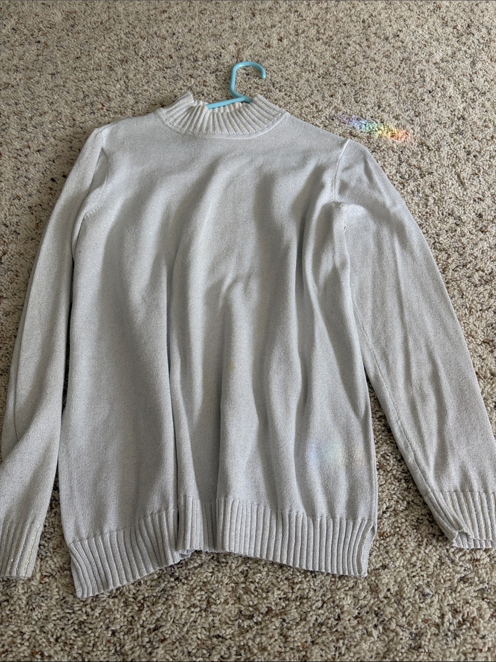 Quacker Factory Silver Ribbed Mock Neck Sweater
